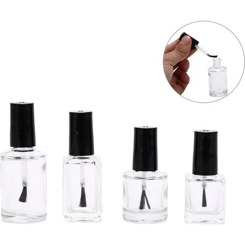 10ml 15ml Transparent Glass Nail Polish Bottle Empty With A Lid Brush Empty Cosmetic Containers Nail Glass Bottles With Brush
