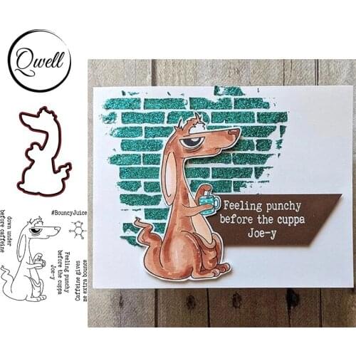QWELL Kangaroo Caffeinated Bouncy Juice Cutting Dies and Clear Stamps Stencil For DIY Scrapbooking Craft Paper Cards 2020 New
