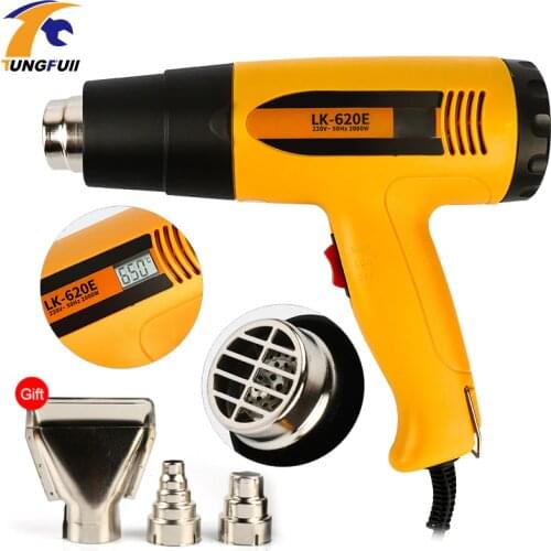 2000W Heat Gun Hot Air Gun Thermoregulator Professional LCD Display Soldering Hair Dryer Construction Power Tool 220V EU