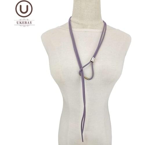 UKEBAY NEW Purple Pendant Necklaces For Women Long Necklace Boho Clothes Accessories Simple Handmade Jewelry Wedding Party Gifts