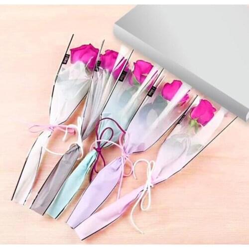 100pcs Florist Plastic Flower Packaging Bags Single Rose Bags Flowers Wrapping Paper Valentines Day Rose Bag