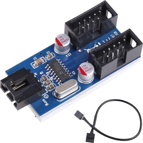 Motherboard USB 9Pin Interface Header Splitter 1 to 2 Extension Cable Extender Adapter 9-Pin USB HUB Connectors for PC Computer