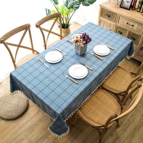 Senisaihon Polyester Jacquard Tablecloth Pastoral Tassel Lace Red Striped Rectangular Dining Table cloth Banquet Table Cover