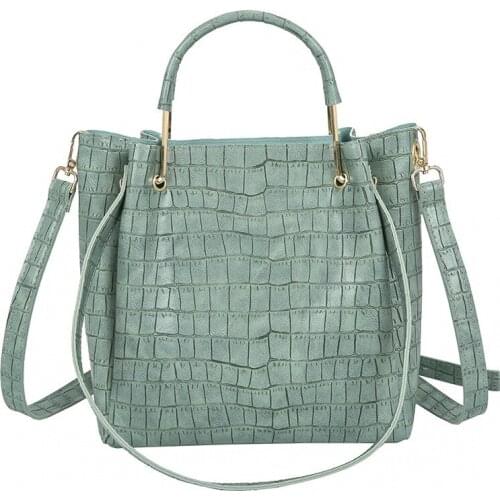 Women 2021 Small Shoulder Messenger Bag Stone Pattern PU Leather Bucket Bags For Lady Fashion Handbags Luxury Totes