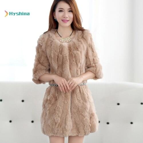 Real Rex Rabbit Fur, Fashionable Fur and Fur, Slim and Warm, Medium and Long Fur Coat, Woman
