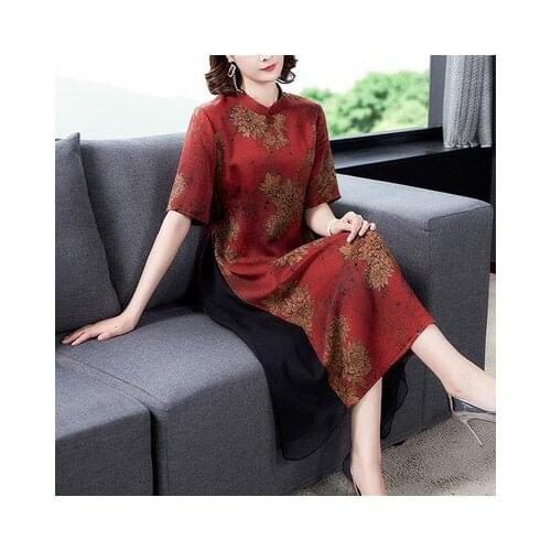 Real Dress 2021 Summer New Elegant Atmospheric Retro Line Women Work Wear Fashion Dresses Red