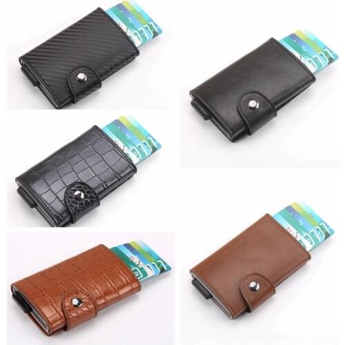 1 Piece Pu Leather Metal New Credit Card Holder Automatic Elastic Card id Holders Aluminum Wallet Antitheft Rfid Blocking Wallet