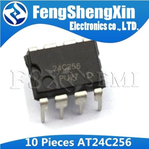 10pcs/lot AT24C256 24C256 AT24C256N 2-Wire Serial EEPROMs IC DIP-8