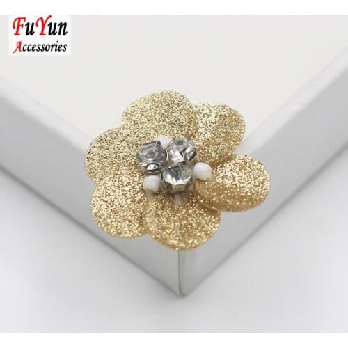 10pcs High-end luxury golden glitter hand-made Beaded sequins flowers patches accessories decorative clothes hat shoe Shiny 2cm