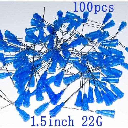 100pcs, Blunt Tip Syringe Needle 22Ga Dispensing Needles With Luer Lock 22Gauge x 1.5inch/38mm.Plastic Injection Needle