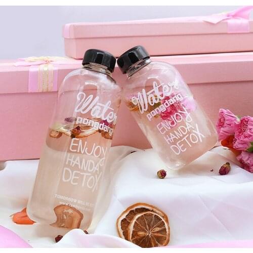 1000ml 600ml Glass Water Bottles Girl Students sports Bottles Creative Juice Bottle Kettle with Bag