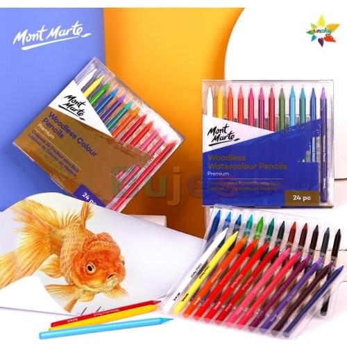 24 Color Mont Marte woodless Drawing Sketch Pencil Soft oil Color Pencil Painting Coloring Artist Pencil water color pencils