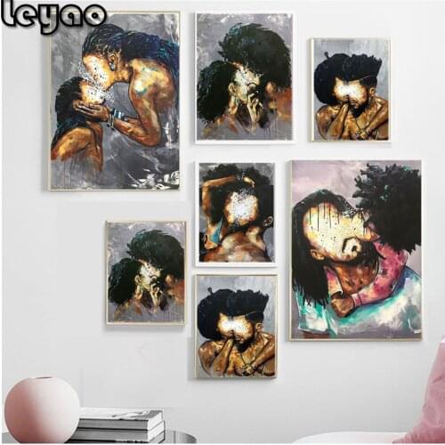 5D Diamond Painting Black Girl Boy Love Diamond Embroidery Painting Full Square Diamond Mosaic Wall Art For Living Room Decor