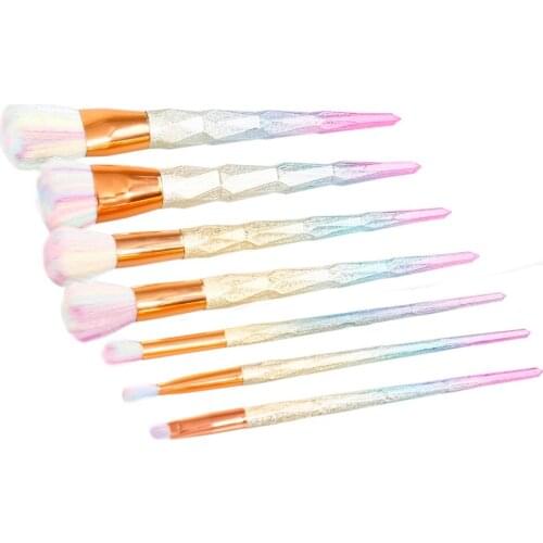 7/10Pcs Frosted Diamond Shape Makeup Brush Set Face Foundation Powder Makeup Brushes Colorful Shining Cosmetic Brushes DD