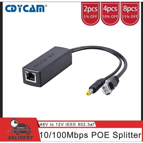 Cdycam 48V to 12V PoE Splitter Anti-interference 15W POE Adapter cable Power supply module DC5.5*2.1mm Connector for IP Camera