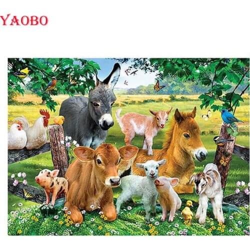 Diy diamond painting cross stitch farm animal cow/pig/sheep 5D Square Drill Mosaic Diamond embroidery 3d pictures by number