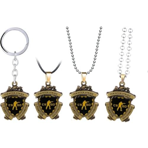 Game CS GO Medal Keychain Metal Pendant Necklace Counter Strike CSGO Keyring Men Jewelry Fans Gift Souvenir Women Choker llavero