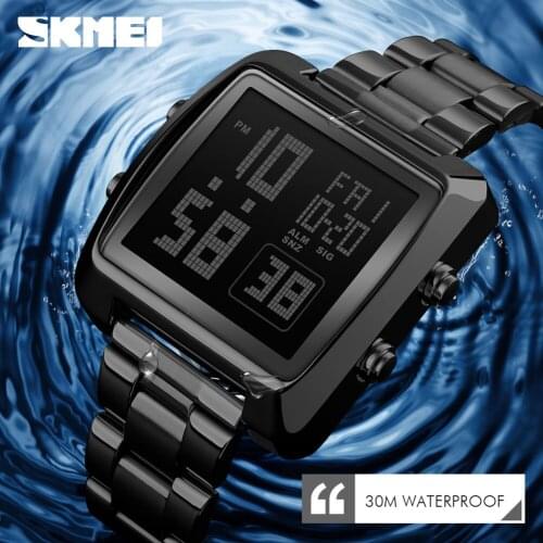 SKMEI Full Steel Mens Watches Top Brand Luxury Military Sports Watches Clock Waterproof LED Digital Watch Men Relogio Masculino