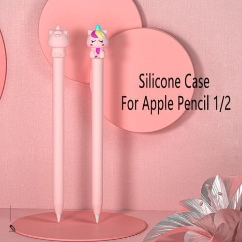 For Apple Pencil 1/2 Case Soft Silicone Cartoon Pouch Tablet Touch Pen Stylus Non-slip Protective Cover for iPad Pencil 2 1 Case