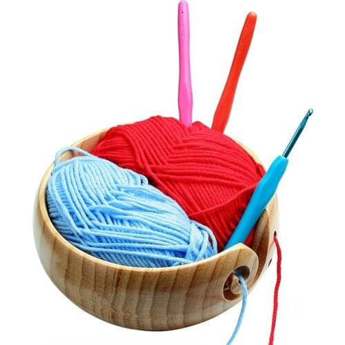 MLGB Wooden Woolen Storage Bowl Hand-Woven Sewing Supplies Tool with Lid Organizer Holder for Knitting Perfect Gift