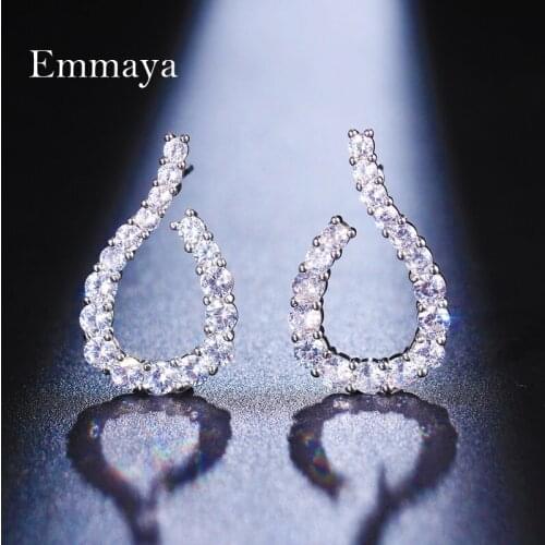 Emmaya Fascinating Design Irregular Round Shape White Gold Earring For Female Charming Zirconia Ornament Banquet Elegant Gift