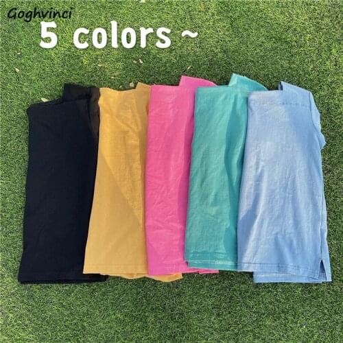 Short Sleeve T-shirts Women Colorful Square Collar Korean Style Classic Solid All-match Elegant Teens Streetwear Trendy Vintage