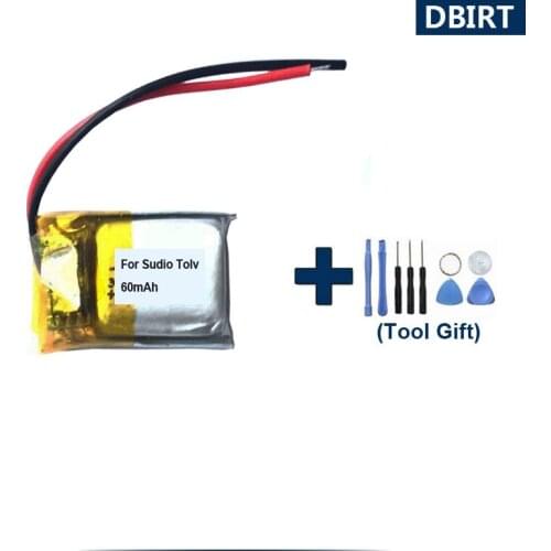 Tools Gift + 60mAh Battery For Sudio AB Tolv Bluetooth Earphone Handsfree Accumulator Batterie AKKU