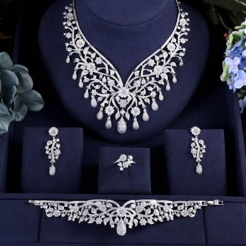 Jankelly Hotsale African 4pcs Bridal Jewelry Sets New Fashion Dubai Jewelry Set For Women Wedding Party Accessories Design