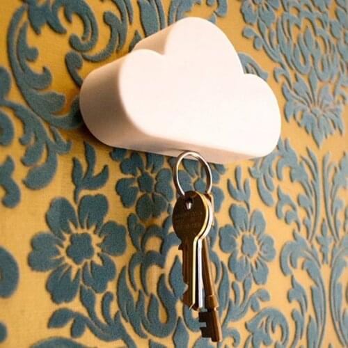 Creative Novelty Home Storage Holder White Cloud Shape Magnetic Magnets Key Holder Levert shelves for wall