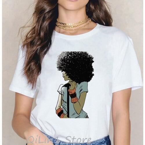 Cool Melanin Black Girl Print Female T-shirt Harajuku T-shirts for Women Summer Hip Hop T Shirt Tee Shirt Femme T Shirt