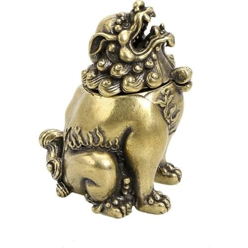 Vintage Chinese Style Copper Mythical Beast Incense Burner Figurines Miniatures Home Decor Office Feng Shui Pixiu Craft Bronze