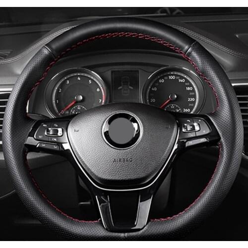 Soft Black Artificial Leather Car Steering Wheel Cover For Volkswagen VW Golf 7 Mk7 New Polo Passat B8 Tiguan Sharan Jetta