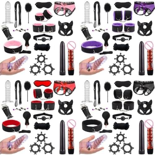 20 Pieces Restraints Bdsm Toys Kit Safety Bondage Sets Sexx Toys Adult Bed Sex Games Set Massage Stick for Couples