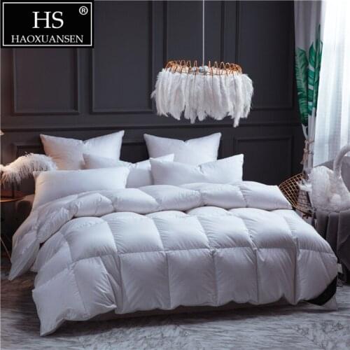 HS Filling Power 800 Luxury 100% Combed Cotton Fabric Goose Down Quilt King Queen Size White Duvet Winter Blanket
