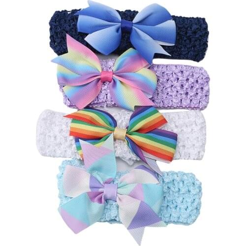 4 Pcs Baby Headband Gradient Color Baby Hairband Wool Knitting Bow Kids Hair Accessories Swallowtail Hair Hoop