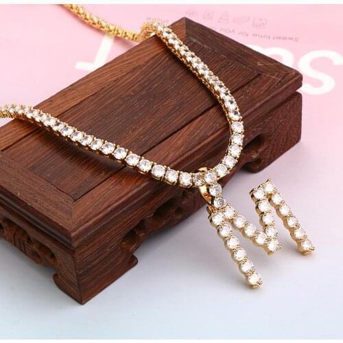 5mm Zircon Tennis Letter Necklaces Hip Hop Jewelry Tennis Chains Necklace Jewelry Initial Necklace Letter Necklace For Men/Women