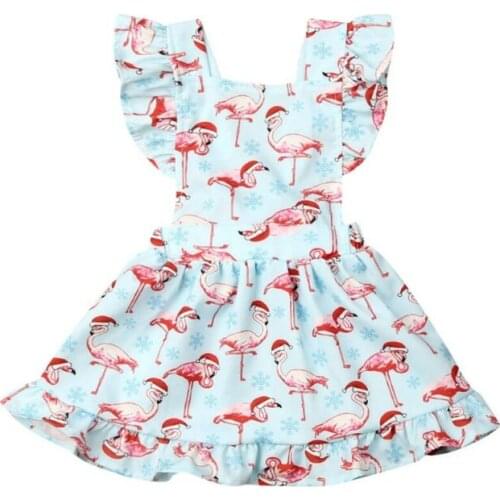 Girl Dress 2019 Toddler Newborn Baby Girl Sleeveless Flamingo Print Sleeveless Dress Xmas Dresses Set