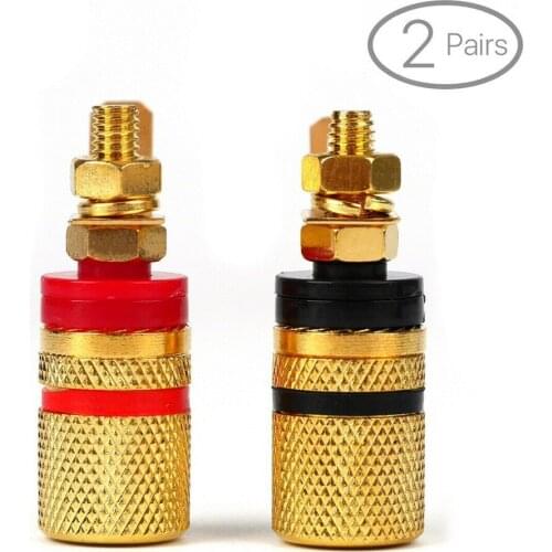 Gold Plated Audio Speaker Terminal Binding Post Banana Jack Plug Adapter