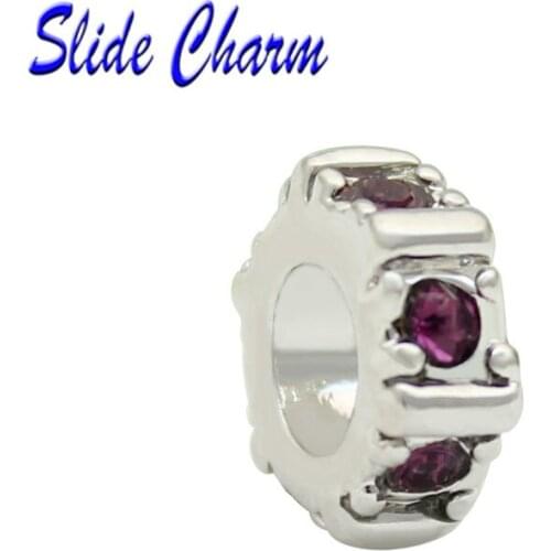 Simple fashion jewelry DIY hole beads charm purple Rhinestone spacer beads for each brand bracelet necklace