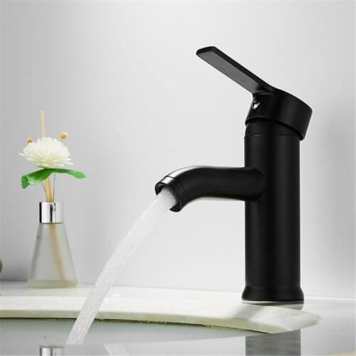 Single Handle Bathroom Basin Faucets Cold/Hot Mixer Basin Sink Tap Black