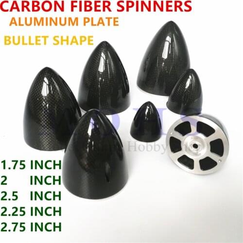 Carbon fiber spinner aluminum plate bullet shape 1.75 2 2.25 2.5 2.75 inch full carbon fiber RC electric airplane F3A spinners