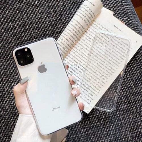 2Pcs Ultra Thin Case For iPhone 12 11 Pro Max XR XS X 7 8 6 Plus Transparent TPU Soft Cover For iPhone 11 Pro Case For iPhone 11