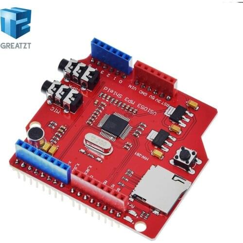 TZT VS1053 VS1053B Stereo Audio MP3 Player Shield Record Decode Development Board Module With TF Card Slot For Arduino UNO R3