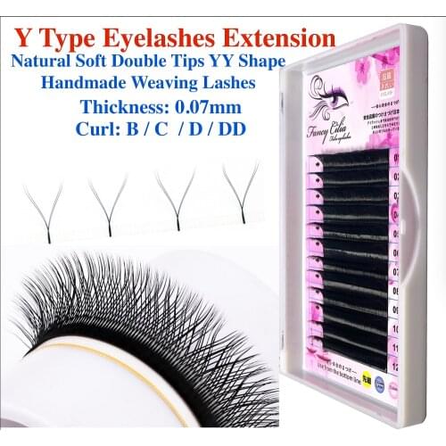 Y Type Grafting Eyelashes Braided Love Mesh 1st blossom Curve C D DD curl 0.07mm Natural soft tiny YY shape Mink Eyelash extens