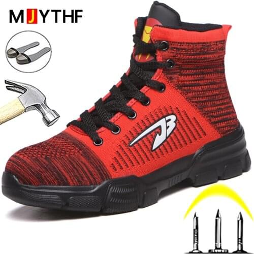 Work Safety Boots For Men Women Work Shoes Boots Puncture-Proof Safety Shoes Men High Top Winter Boots Steel Toe Shoes Size 50