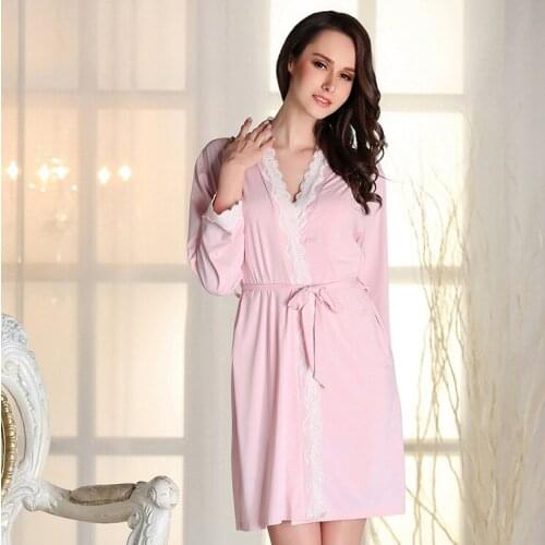 Woman Summer Sleepwear For Women Solid Bath Robe Dressing Gown Solid Robe Sleepwear Pajama Nightdress Full Sleeve Free Shipping