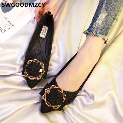 Pointed Toe Flats Womans Shoes Fashions 2020 Glitter Shoes Black Shoes For Women Loafers Women Zapato Plano Mujer Damenschuhe