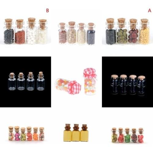 1/2/3/4Pcs 1/12 Dollhouse Miniature Accessories Mini Glass Seasoning Bottle Simulation Kitchen Food Model Toys