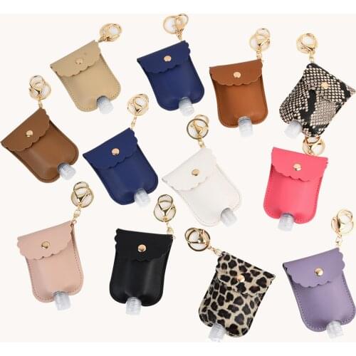 1 Piece PU & Plastic Hand Sanitizer 30ml Empty Bottle Wash Hand Keychain & Keyring Fuchsia Rectangle 10cm x 7cm