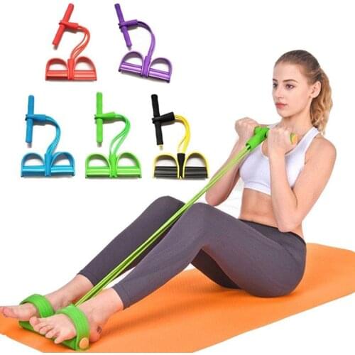 1PCS 4 Tube Resistance Bands Latex Pedal Exerciser Sit-up Pull Rope Expander Elastic Bands Yoga equipment Pilates Workout
